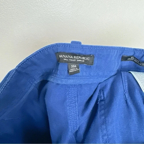 Banana Republic Mens 35R Blue Mill Valley Surplus Canvas Relaxed Taper  Jeans - Picture 8 of 13